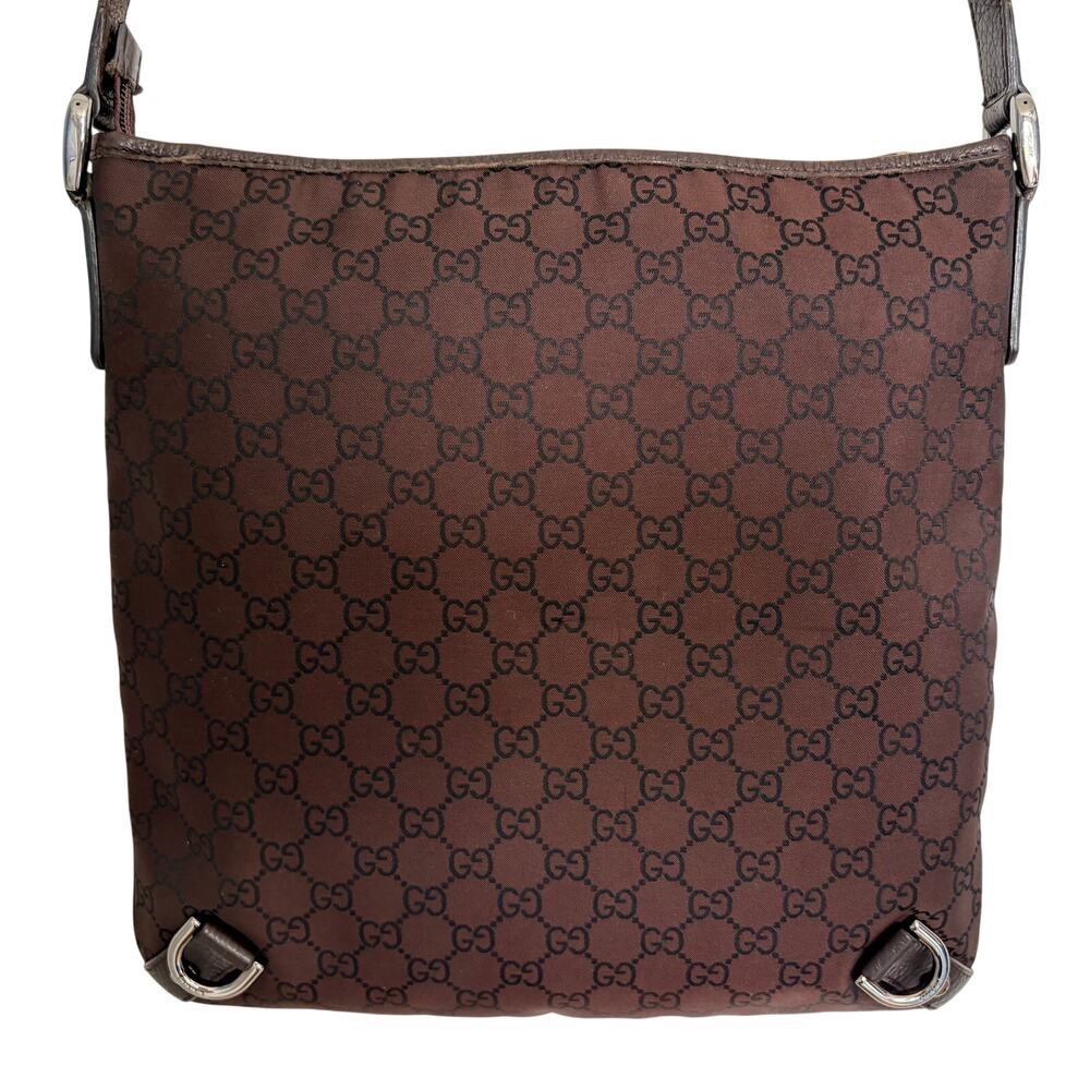 Vintage Gucci Abbey D-Ring Crossbody Hand Shoulder Bag Brown Silver Authentic - Picture 5 of 15